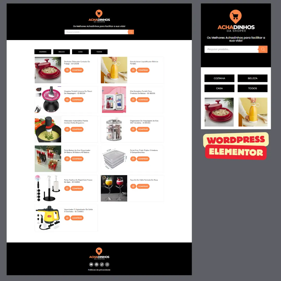 Template para achadinhos