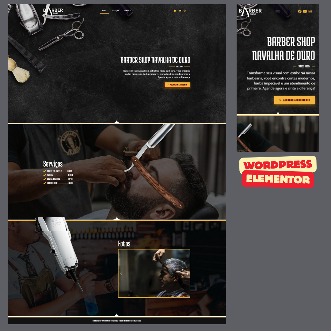 Site Profissional Para Barbearia Com Sistema De Agendamento